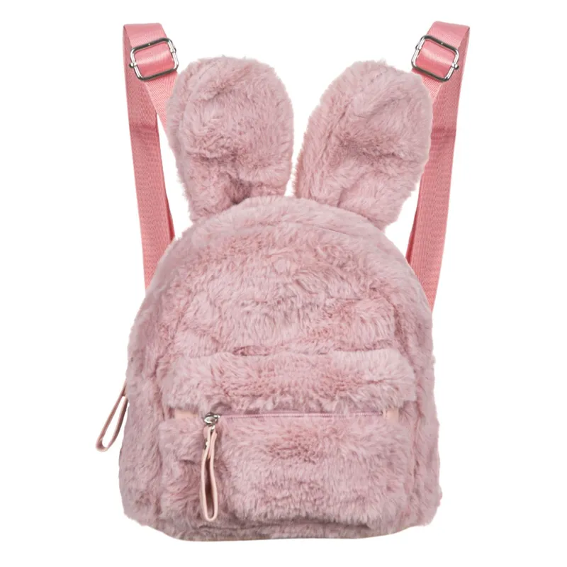 Rucsac pentru copii cu urechi de iepuraș roz, accesoriu jucăuș