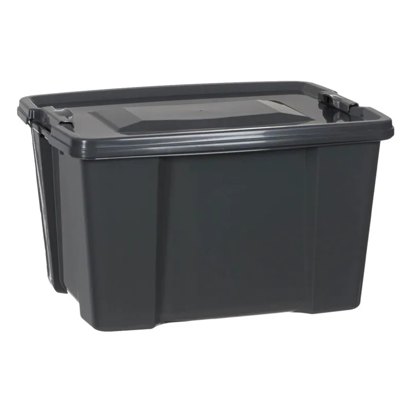 Cutie de depozitare plastică 30L gri cu capac