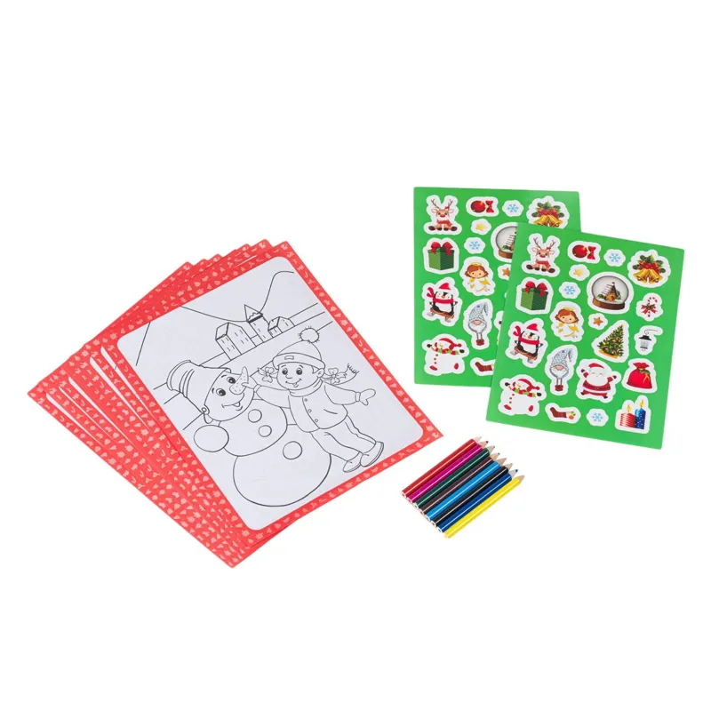 Set de Colorat de Craciun cu Autocolante și Creioane Colorate pentru Creativitat