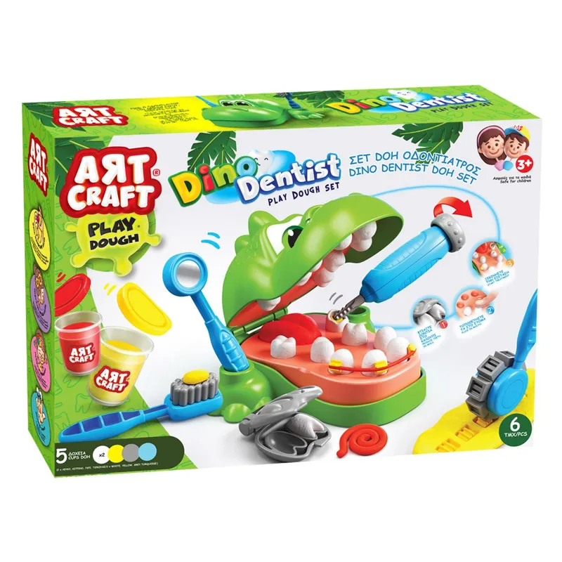 Set Plastilină Stomatolog Dinozaur Jocuri de Rol pentru Copii