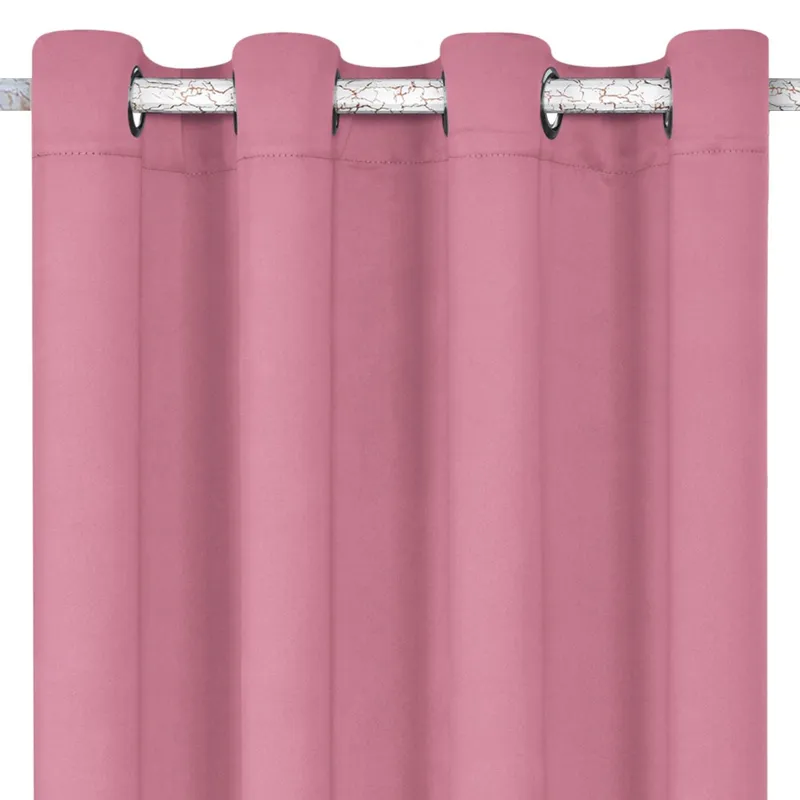 Draperie Poliester Model Decorativ Roz Dimensiune 140x260cm cu Inele