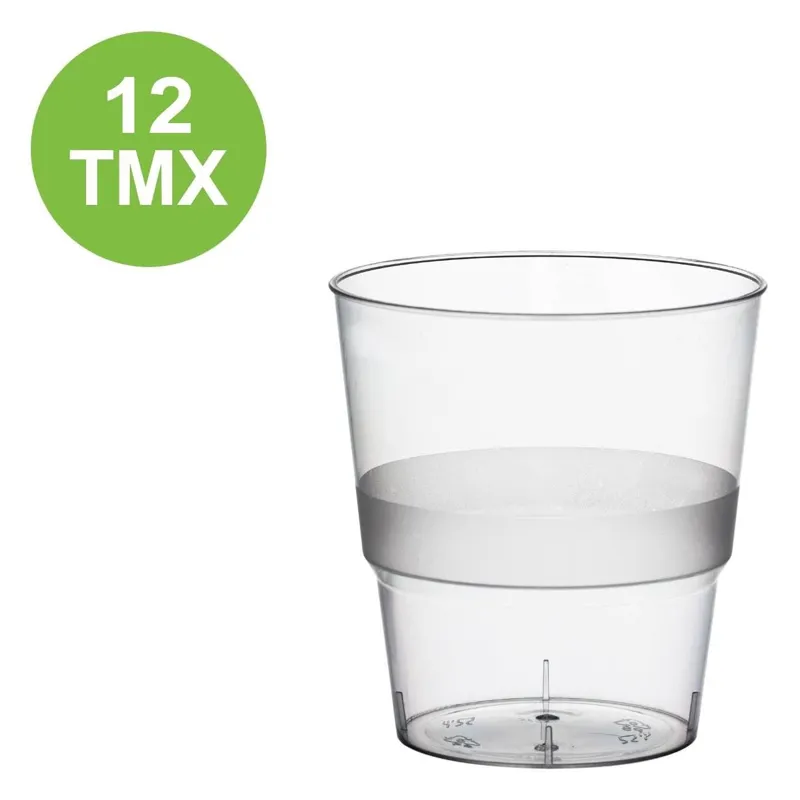 Set de 12 pahare reutilizabile din plastic transparent mat, 240 ml