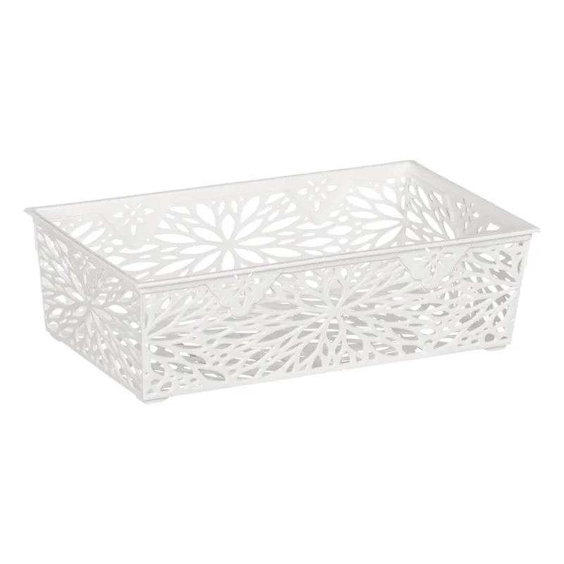 Cos de depozitare plastic cu model floral perforat 1.1 L