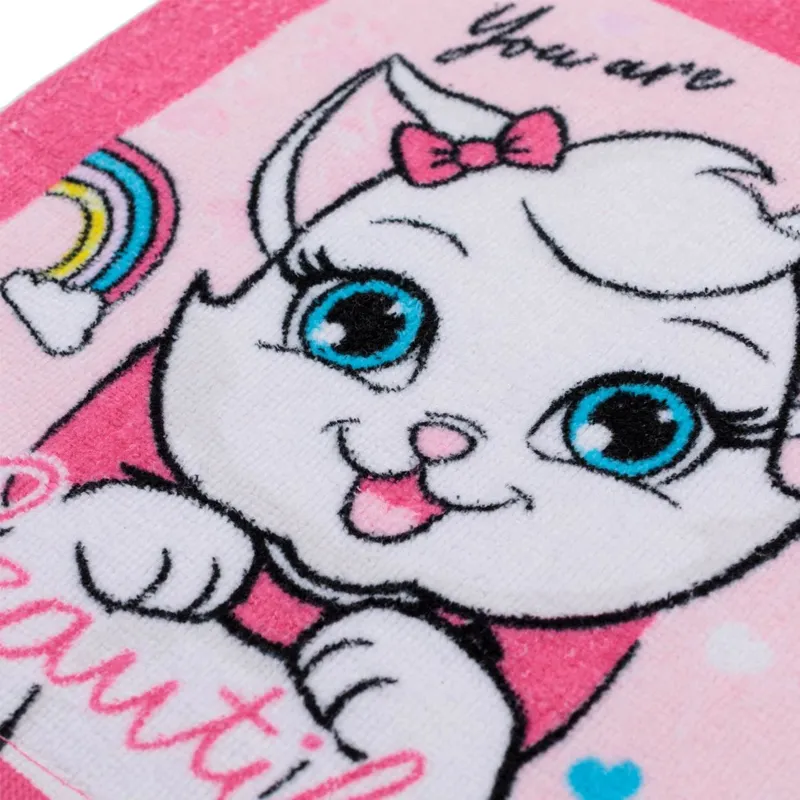 Prosopel din bumbac roz pentru copii cu imprimeu pisică – poza 3