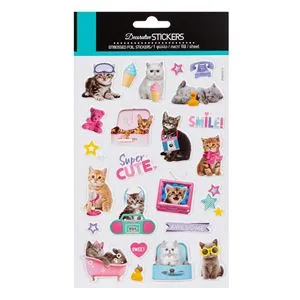 Autocolante cu Pisici, Set 24 buc, Multicolore