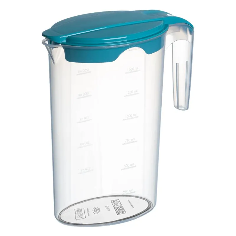Ulcior din plastic transparent cu capac albastru, 1,75 L