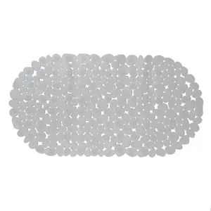 Covoraș de baie antiderapant, Model pietre, Gri, 68x35 cm, PVC