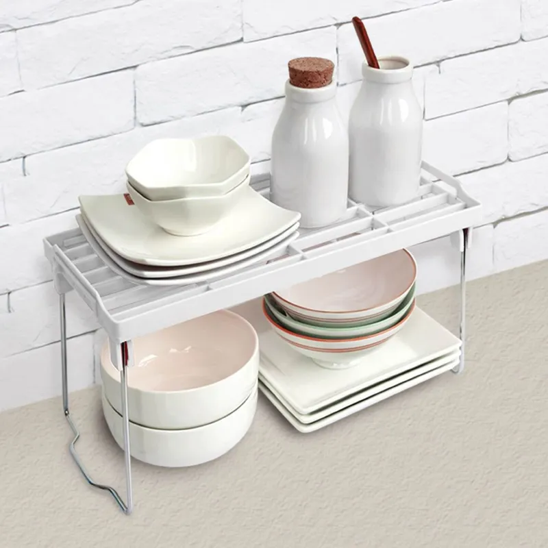 Raft Pliabil din Plastic Alb cu Picioare Metalice 37.5x23.5x18cm