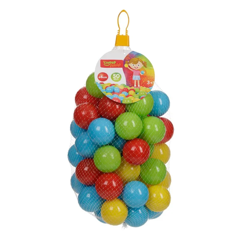 Set 50 Bile Colorate din Plastic pentru Spatiu de Joaca, 6 cm, Multicolore