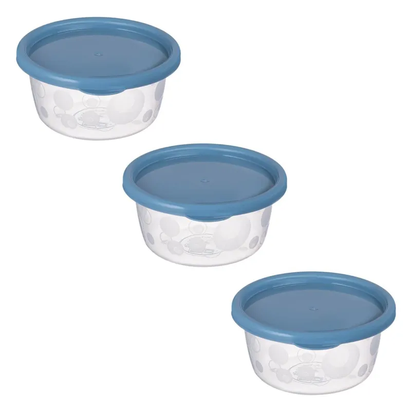 Recipiente alimentare plastic cu capac bleu pentru conservare