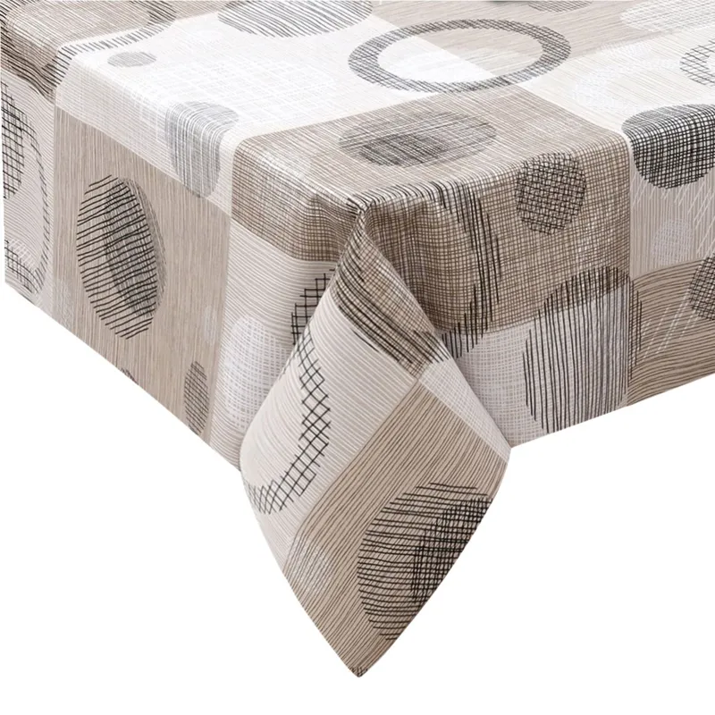 Fata de masa plastifiata, Maro cu model cercuri, 180x140 cm