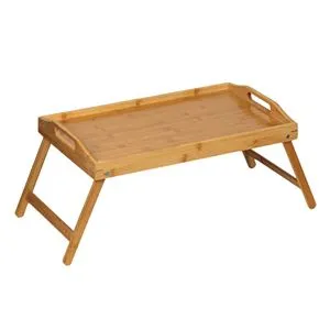 Tavă de servit la pat cu picioare pliabile din bambus, 50x30x22 cm