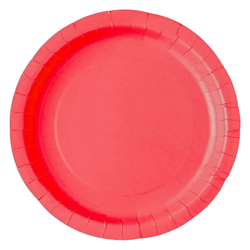 Farfurii din carton roșu, diametru 18 cm, set de 10 bucăți