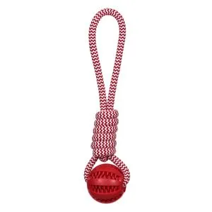Jucarie pentru caini din sfoara cu minge rosie, 31 cm