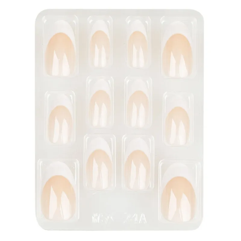Unghii false cu adeziv alb nude - Set de 12 bucăți – poza 2