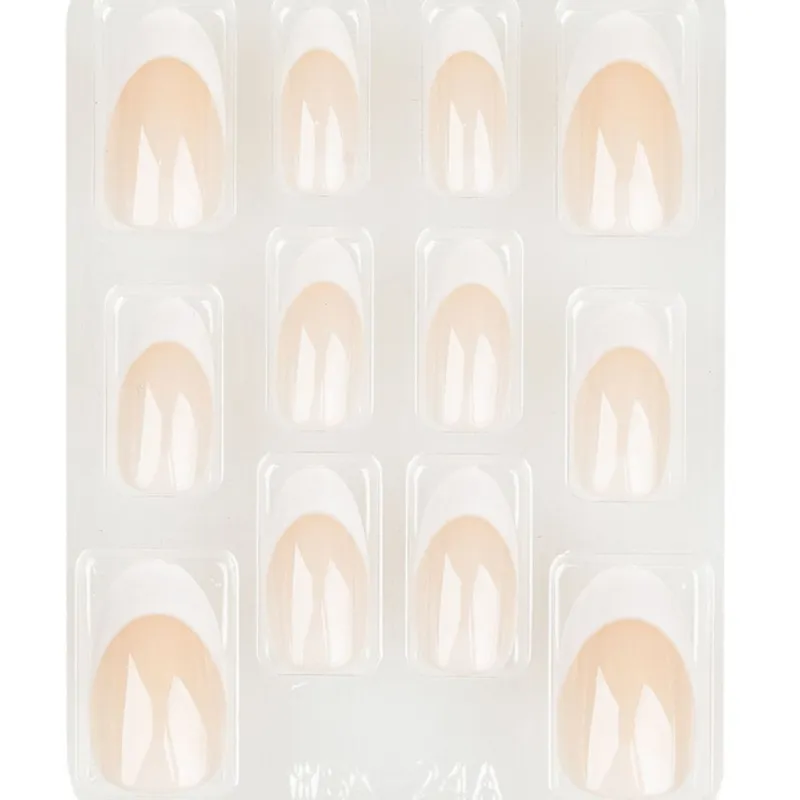 Unghii false cu adeziv alb nude - Set de 12 bucăți – poza 3