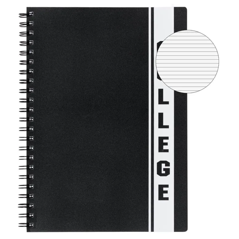Caiet A4 cu Spirala, 4 Subiecte, 128 de Pagini, Negru