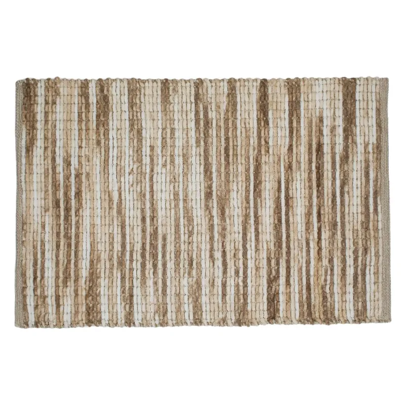Covoras de baie din bumbac, 80x50 cm, Bej-Maro, Textura Reliefata