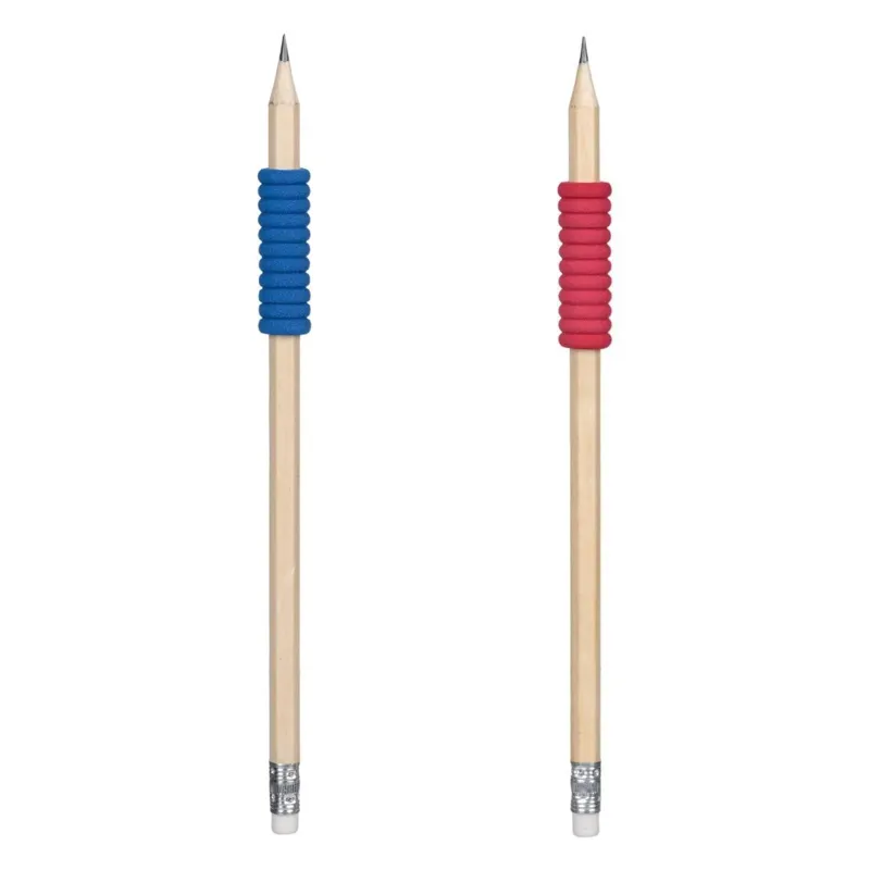 Creioane HB cu Radiera si Grip, Set 2 buc, Albastru si Rosu