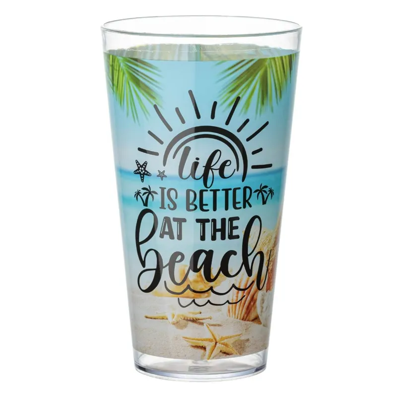 Pahar din Plastic Transparent cu Design de Vara, 600 ml