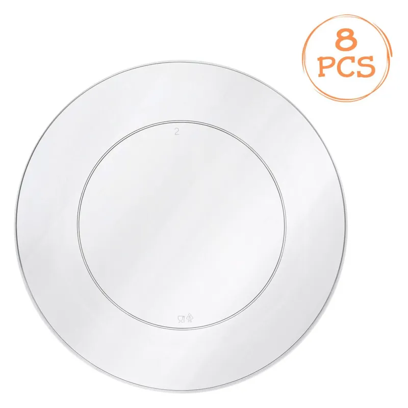 Set farfurii transparente reutilizabile din plastic, 8 buc, 23 cm