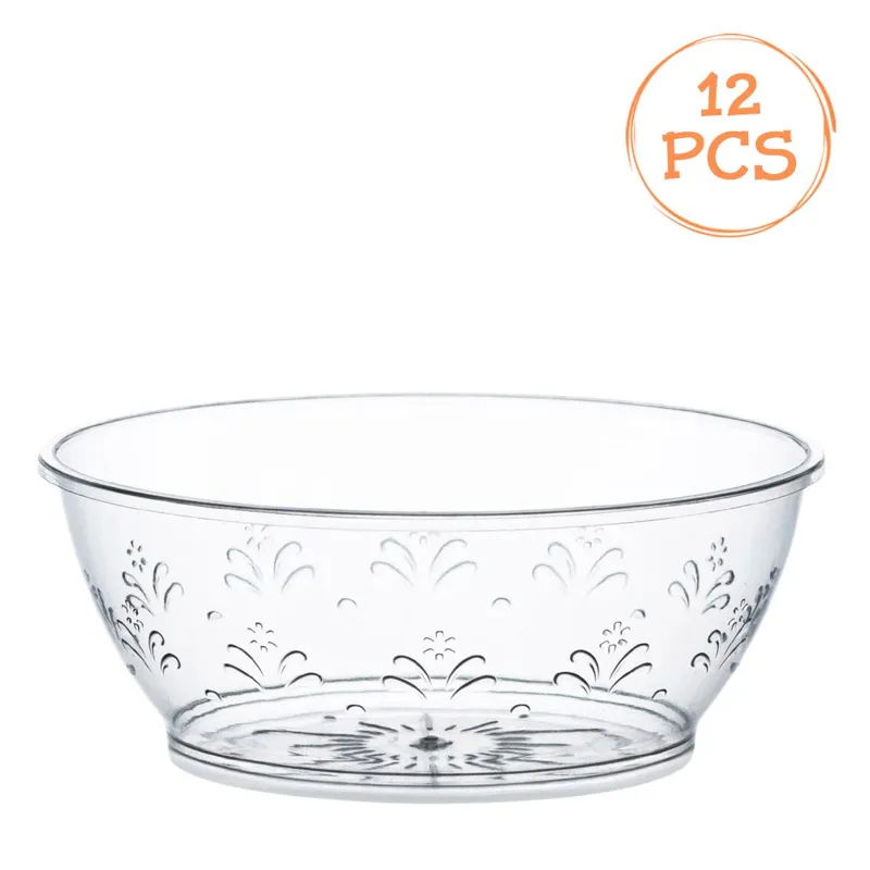 Set de 12 boluri reutilizabile din plastic transparent cu model flori