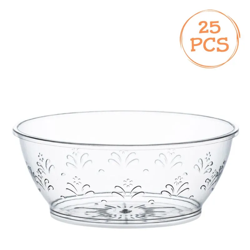 Set boluri reutilizabile din plastic transparent cu model floral, 180 ml