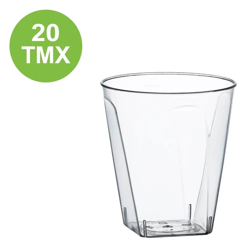 Set 20 Pahare Shot Plastic Transparente Reutilizabile Bază Pătrată