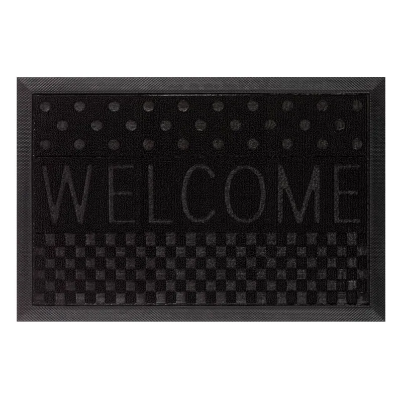 Covoraș de intrare negru cu mesaj Welcome reliefat 60x40 cm
