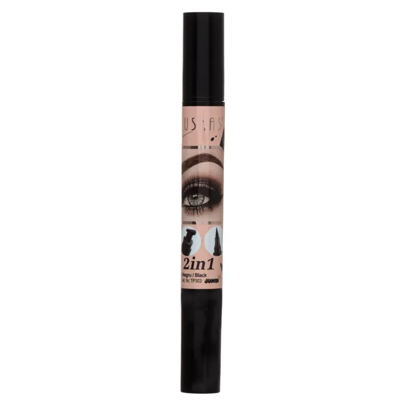 Tus de ochi eyeliner rezistent la apă, 2 în 1 cu stilou și ștampilă burete, 3 ml