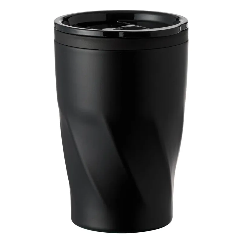 Pahar Termic din Metal Negru cu Capac Silicon