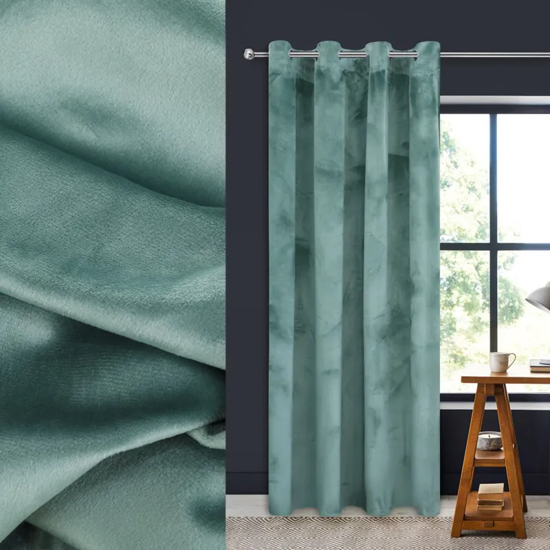 Perdea Decorativă Velvet Verde Mentă cu Inele - 140x260cm