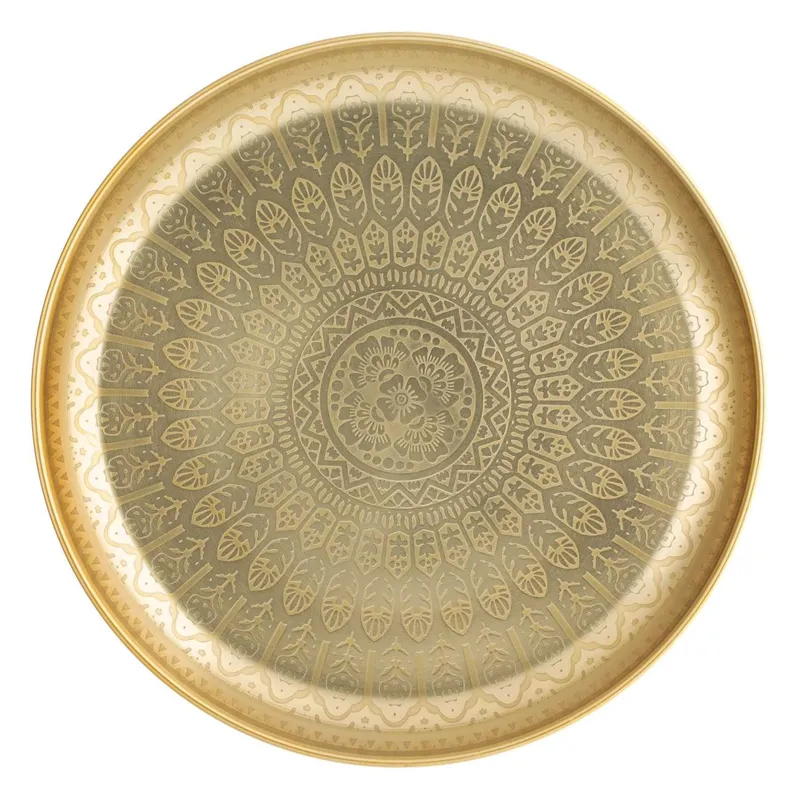 Platou Decorativ Mandala Metal Auriu Diametru 30cm