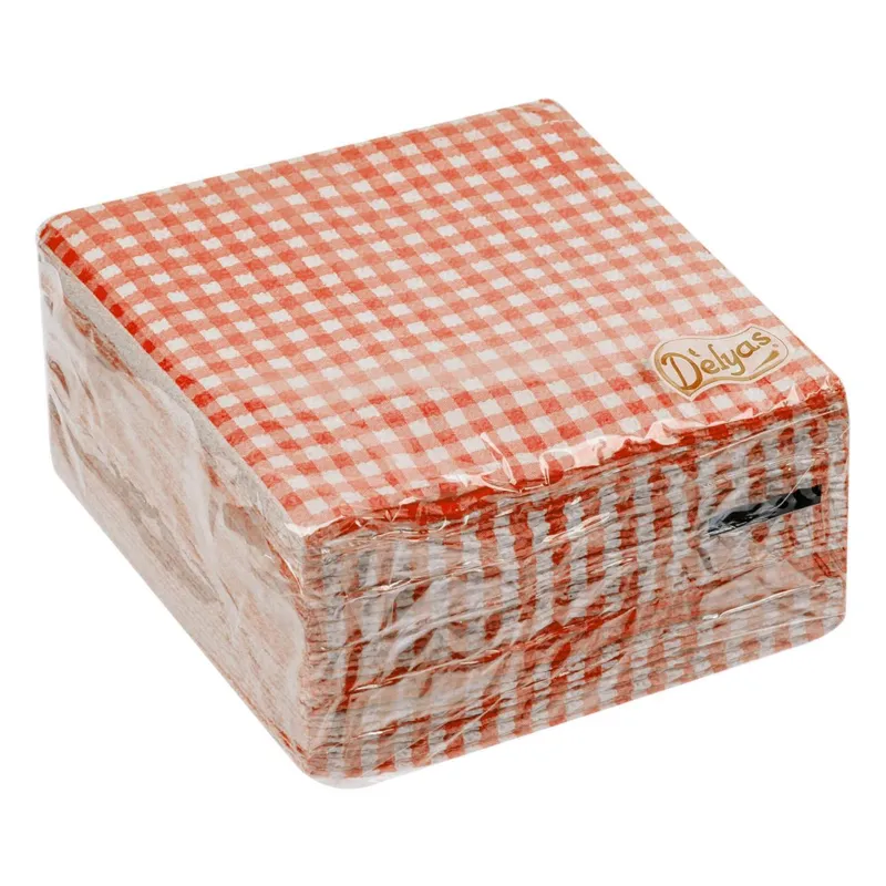 Serviete de masă carouri roșu și alb, set 40 bucăți, dimensiune 33x33cm – poza 4