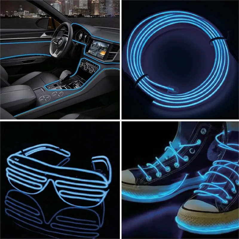 Bandă LED cu USB Neon Albastru, 2m, Flexibilă și Impermeabilă