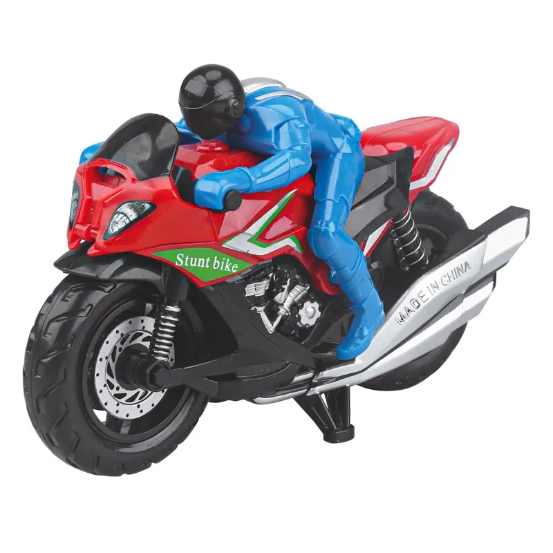 Motocicleta de jucarie cu calaret, cascadorii, 12.5 cm, rosie