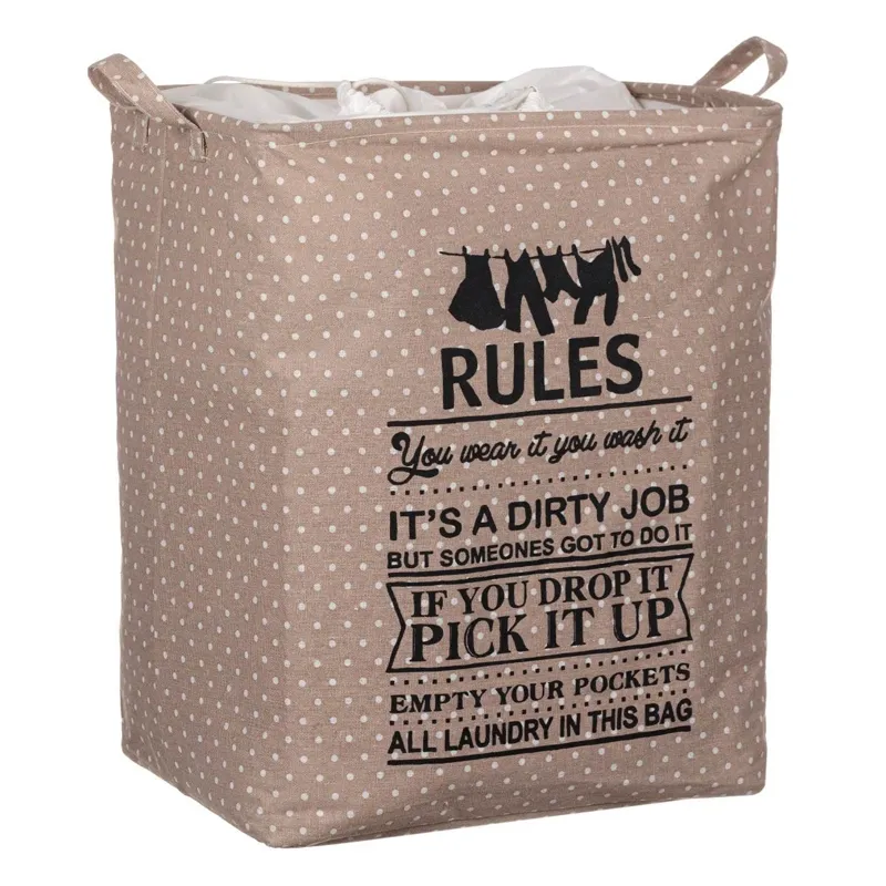 Coș de rufe textil pliabil cu mânere, capacitate 60L