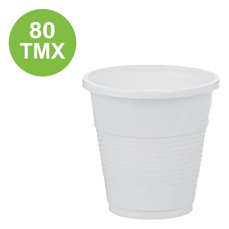 Pahare de plastic de unică folosință albe 80 ml set 80 buc