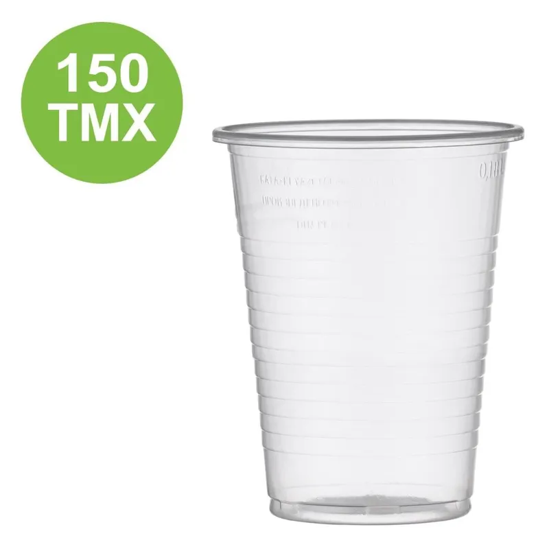 Pahare din plastic transparent, 150 buc, 200 ml