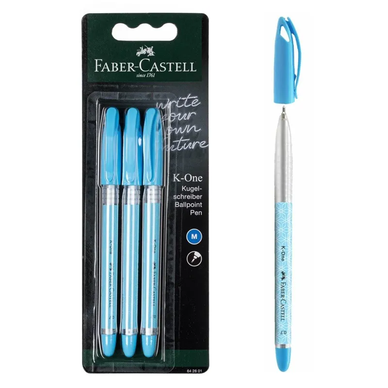Set de 3 pixuri ballpen cu vârf mediu și cerneală albastră rezistentă la apă