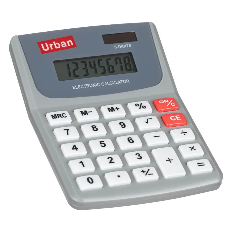 Calculator de birou cu 8 cifre, Gri, Panou solar, LCD, 9.5x12.5x1cm