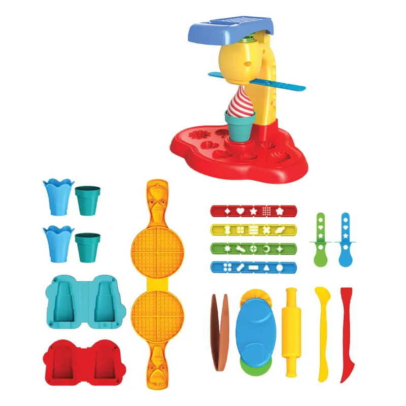 Set Plastilină cu Forme pentru Vafe și Înghețată, 6 Culori – poza 3