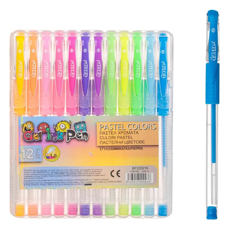 Set Pixuri cu Cerneală Pastel, 12 Bucăți, în Cutie Transparentă