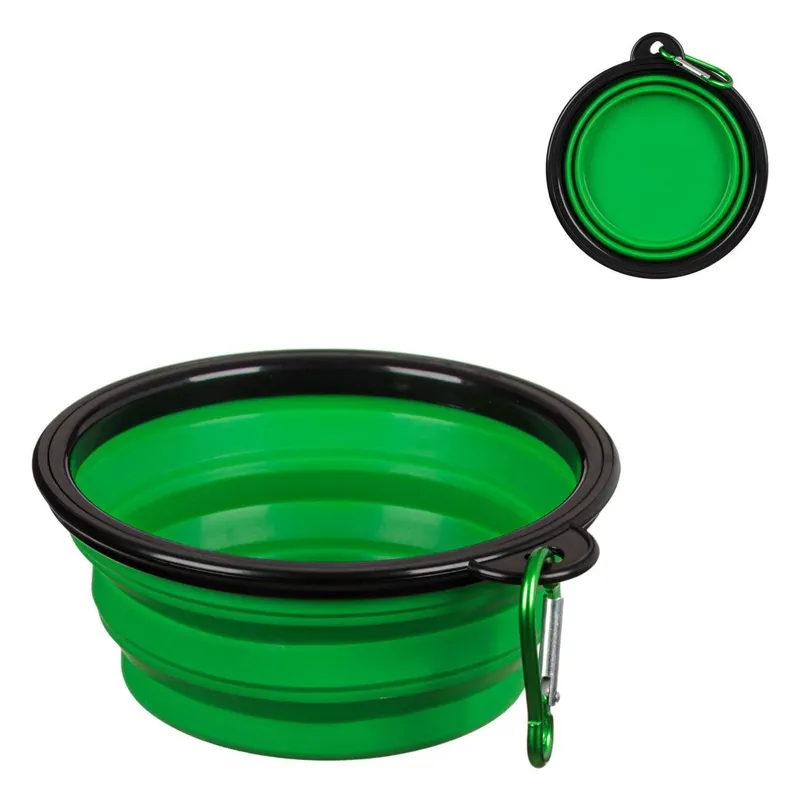 Bol pliabil silicon pentru animale de companie, 350 ml, verde