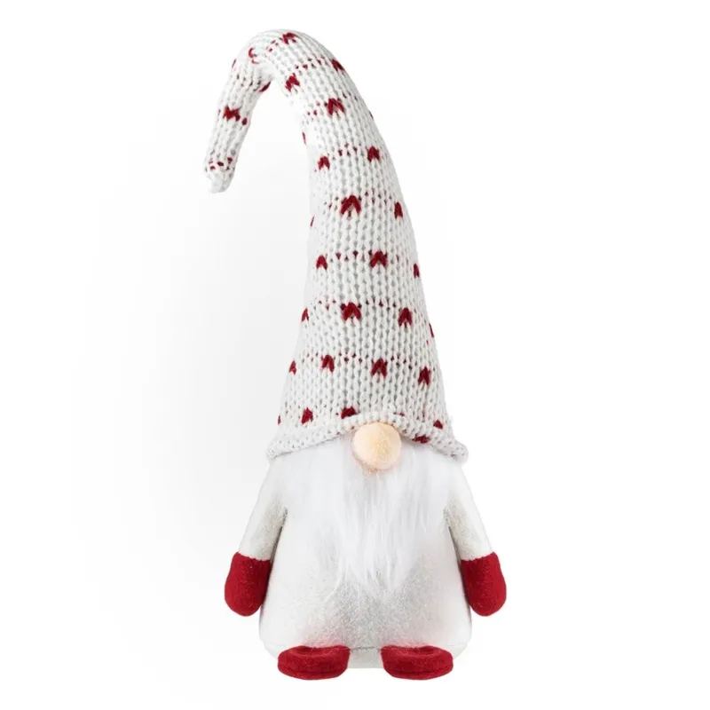 Gnome Moș Crăciun Decorativ Căciulă Tricotată Alb Roșu