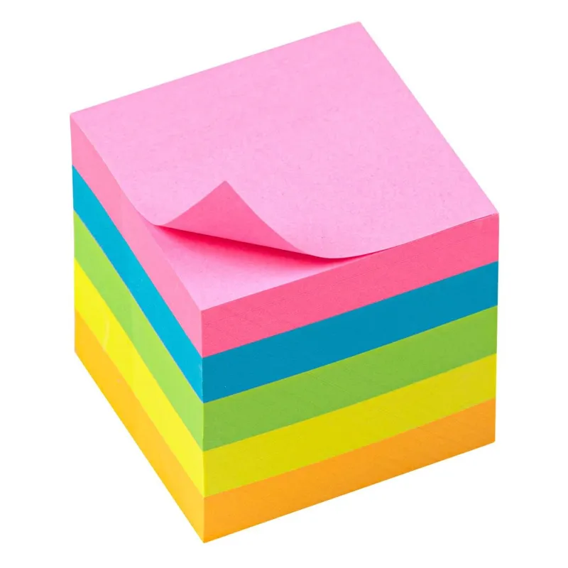Notite adezive mini fluorescente, 5x5 cm, 500 buc, multicolor