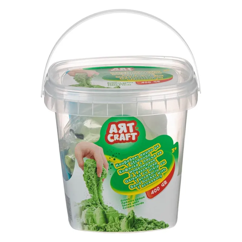 Nisip Creativ în Găleată cu Lopățică, 400g, Verde