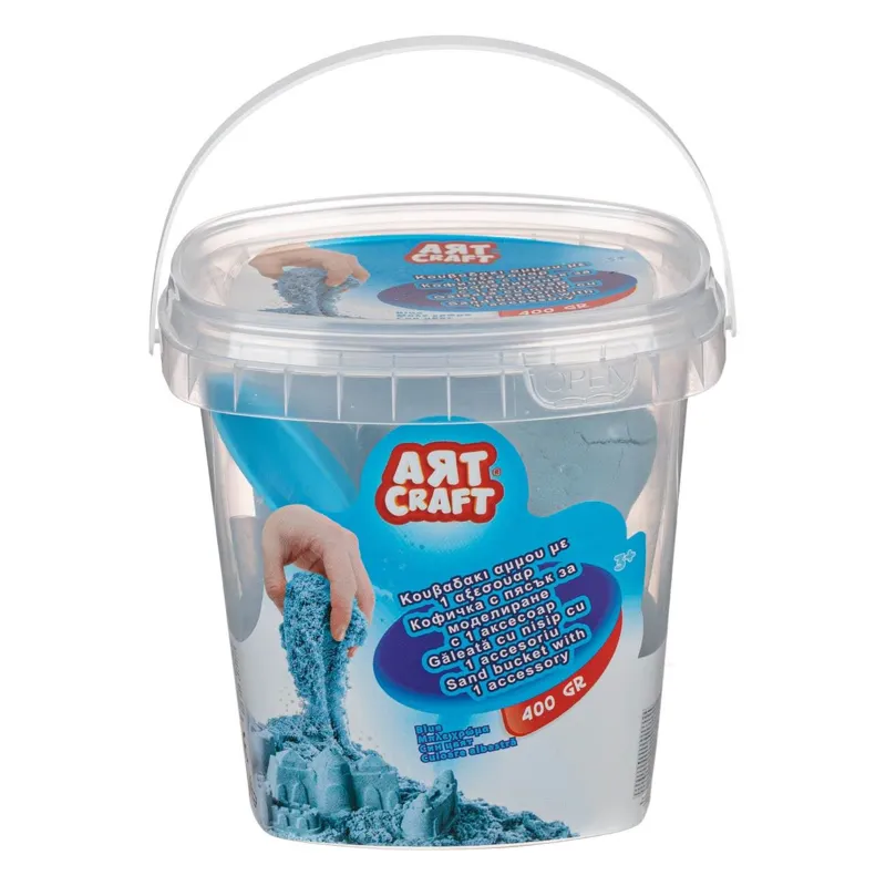 Nisip Creativ în Găleată cu Lopățică, 400g, Bleu