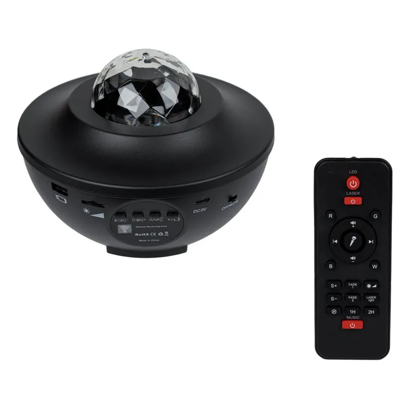 Proiector pentru camera cu LED si telecomanda, Efect Valuri Oceanice, Negru