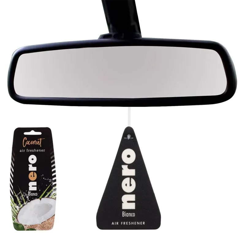 Odorizant auto nuca de cocos forma triunghiulara negru